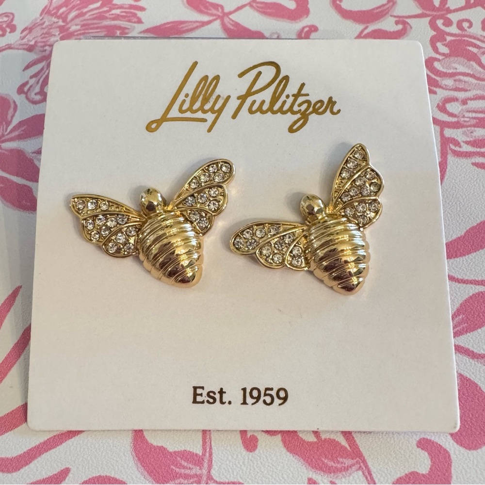 NWT Lilly Pulitzer Gold Bee Earrings - Picture 6 of 9